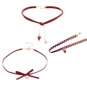 discount france Accessoires de Mode pour femme Ras du cou set Rouge