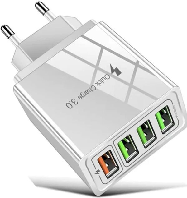 Chargeur Prise USB Secteur, 4 ports Adaptateur Chargeur Mural USB avec 33W Intelligent QC 3.0 Chargeur rapide Multiple USB pour iPhone 13 12 11 Pro X 8 7 6s,Samsung Galaxy S21 S20 FE S10 A72 A51